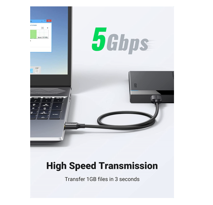 UGREEN USB 3.0 Type-A to Micro USB-B Cable 1m Black – 5Gbps Data Transfer, Gold-Plated Connectors