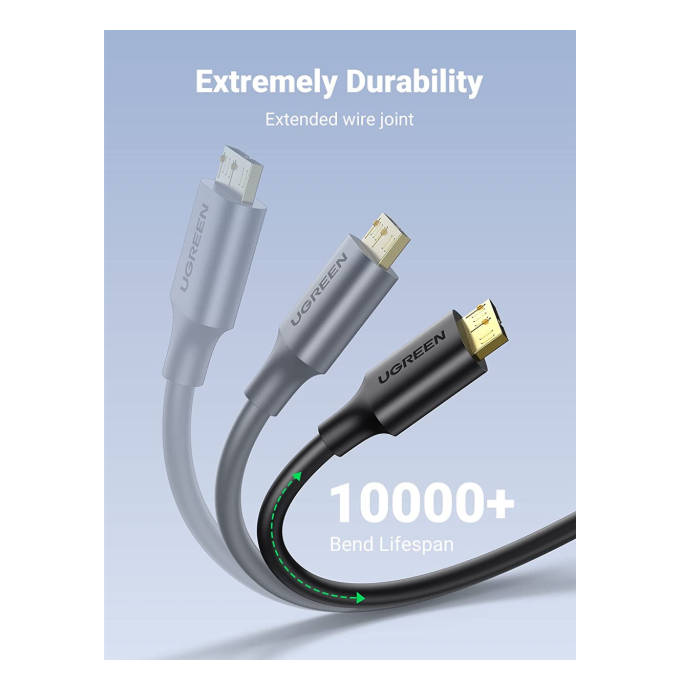 UGREEN USB 3.0 Type-A to Micro USB-B Cable 1m Black – 5Gbps Data Transfer, Gold-Plated Connectors