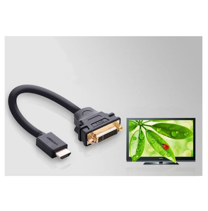Ugreen HDMI Male to DVI Female Adapter Cable 22cm Black – Full HD 1080p Gold-Plated Connectors