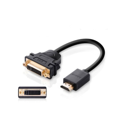 Ugreen HDMI Male to DVI Female Adapter Cable 22cm Black – Full HD 1080p Gold-Plated Connectors