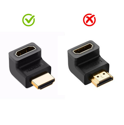 Ugreen High Speed HDMI Male to Female L Shaped Coupler Adapter (UP) for hard to access HDMI ports