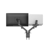 VISION Monitor Dual Desk Arm Mount. Fits displays 17-27" with VESA sizes 75 x 75 or 100 x 100. Black