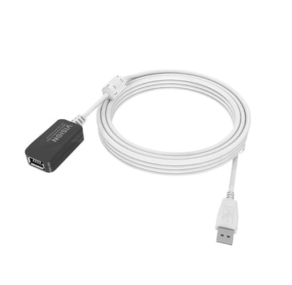 Vision. 5m USB 2.0 Extension cable. USB-A (F) to USB-A (M). Bandwidth 480mbit/s. 28+24 AWG. White.