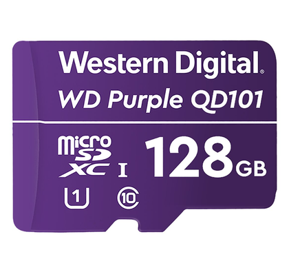 WD Purple SC QD101 WDD128G1P0C, Flash memory card, 128 GB, UHS,I U1, Class10, microSDXC UHS,I, purple