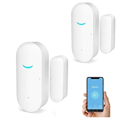 WiFi Door and Window Sensors. Tuya, Smart-life sync and notification app. No Hub Required. Compatible with Alexa, Google Home (2-pack)