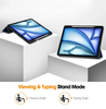 iPad Air 2024/2025 Case Blue. 3 Fold Smart Leather TPU Cover with Auto Sleep/Wake & Stand