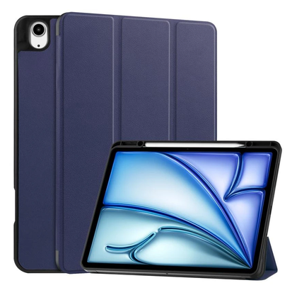 iPad Air 2024/2025 Case Blue. 3 Fold Smart Leather TPU Cover with Auto Sleep/Wake & Stand
