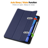 iPad Air 2024/2025 Case Blue. 3 Fold Smart Leather TPU Cover with Auto Sleep/Wake & Stand