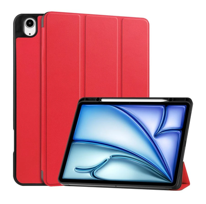 iPad Air 2024/2025 Case Red. 3 Fold Smart Leather TPU Cover with Auto Sleep/Wake & Stand