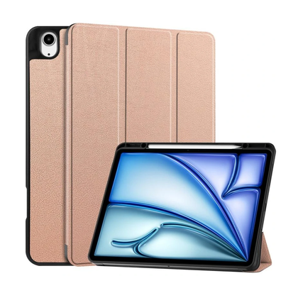 iPad Air 2024/2025 Case Rose Gold Pink. 3 Fold Smart Leather TPU Cover with Auto Sleep/Wake & Stand