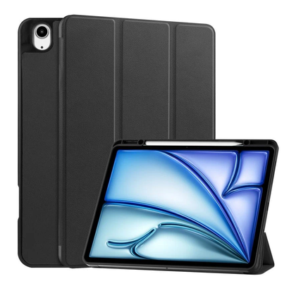 iPad Air 2024/2025 Case black. 3 Fold Smart Leather TPU Cover with Auto Sleep/Wake & Stand