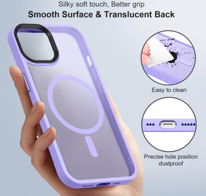 iPhone 12 / 12 Pro Case. Magsafe, Magnetic Shockproof Rugged Hard Cover, Purple Skin Feel