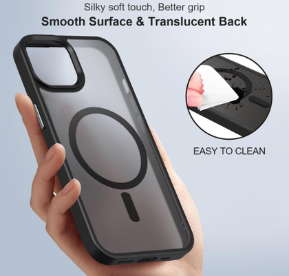 iPhone 12 / 12 Pro Case. Magsafe, Magnetic Shockproof Rugged Hard Cover, black Skin Feel