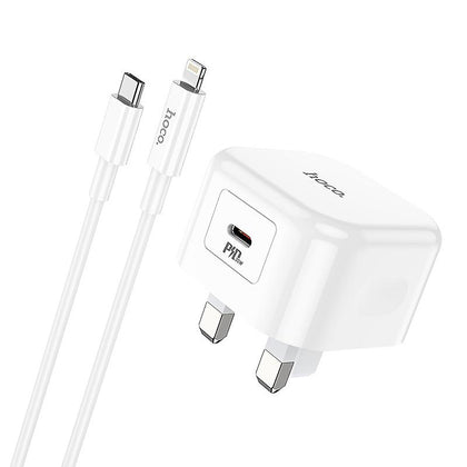 iPhone 12 / 13 / 14 plug with cable for iPhone. Fast Charger, Type-C,  PD Power Delivery Output Plug. 12v 1.5a 20W Hoco C91B
