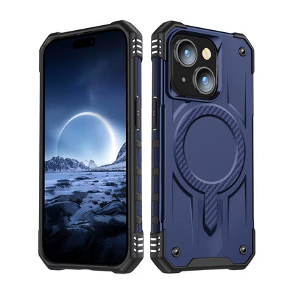 iPhone 13 & iPhone 14 Case. Blue. Magnetic, Magsafe, Armor, Anti-Drop, Shockproof, Rugged, Protective.