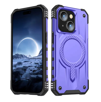iPhone 13 & iPhone 14 Case. Purple. Magnetic, Magsafe, Armor, Anti-Drop, Shockproof, Rugged, Protective.
