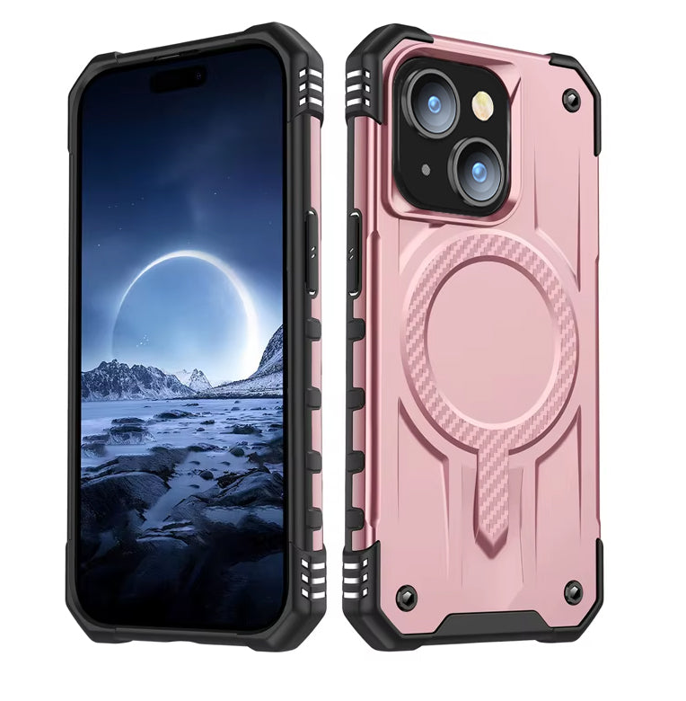 iPhone 13 & iPhone 14 Case. rose gold pink. Magnetic, Magsafe, Armor, Anti-Drop, Shockproof, Rugged, Protective.