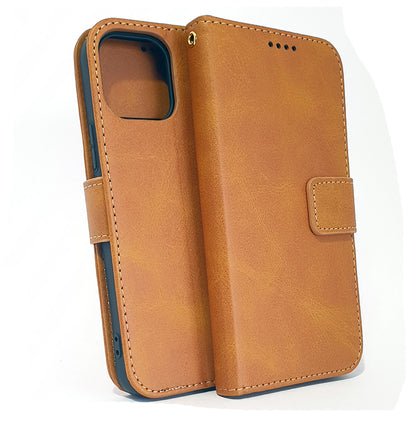 iPhone 13 phone case wallet cover flip anti drop anti slip shockproof brown