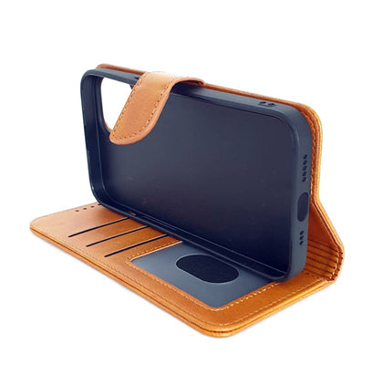 iPhone 14 phone case wallet cover flip anti drop anti slip shockproof brown