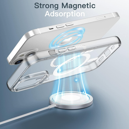 iPhone 15 Magnetic Clear Case MagSafe Compatible Shockproof Anti-Scratch Slim Bumper Cover