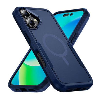 iPhone 16. Symmetry. Blue. Magnetic, Magsafe, Armor, Anti-Drop, Shockproof, Rugged, Protective.