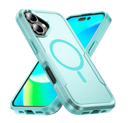 iPhone 16. Symmetry. Green. Magnetic, Magsafe, Armor, Anti-Drop, Shockproof, Rugged, Protective.