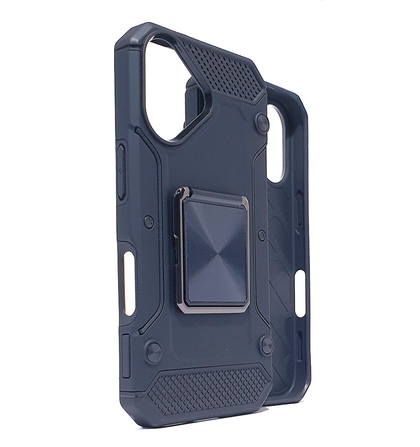 iPhone 16 phone case black. Square ring kickstand. Armor Anti-Drop Shockproof, Rugged, Protective