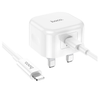 iPhone 5 to 14 folding plug with Type C to iPhone cable. Fast Charger, Type-C,  PD Power Delivery Output Plug. Hoco DC91