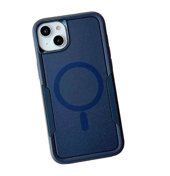 iPhone 15. Symmetry. Blue. Magnetic, Magsafe, Armor, Anti-Drop, Shockproof, Rugged, Protective.