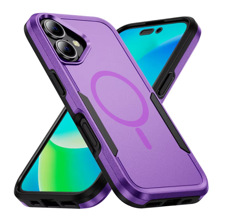 iPhone 16 case. Symmetry. Purple. Magnetic, Magsafe, Armor, Anti-Drop, Shockproof, Rugged, Protective.
