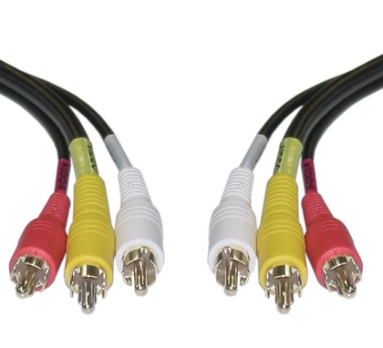 Pack of 2 RCA to RCA phono 1.5m  component cable red white yellow video and 2 channel audio red white