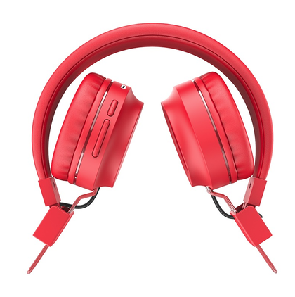 Hoco W25 Red Wireless headphones microphone AUX deep bass hi-res audio W25 12hr music 200hr standy memory card