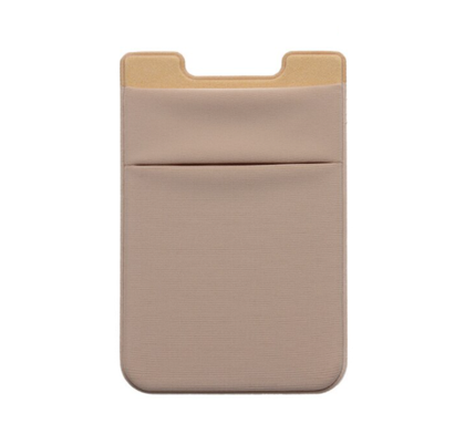 Pack of 2 Card holders Elastic Adhesive Sticker for Phone holds one card Beige
