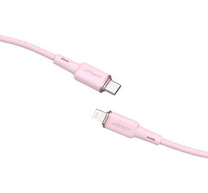 Acefast 1.2m 30W PD USB C to iPhone Fast Charge Silicone Cable. Pink for iPhone iPod iPad with iPhone 5 to 14 port