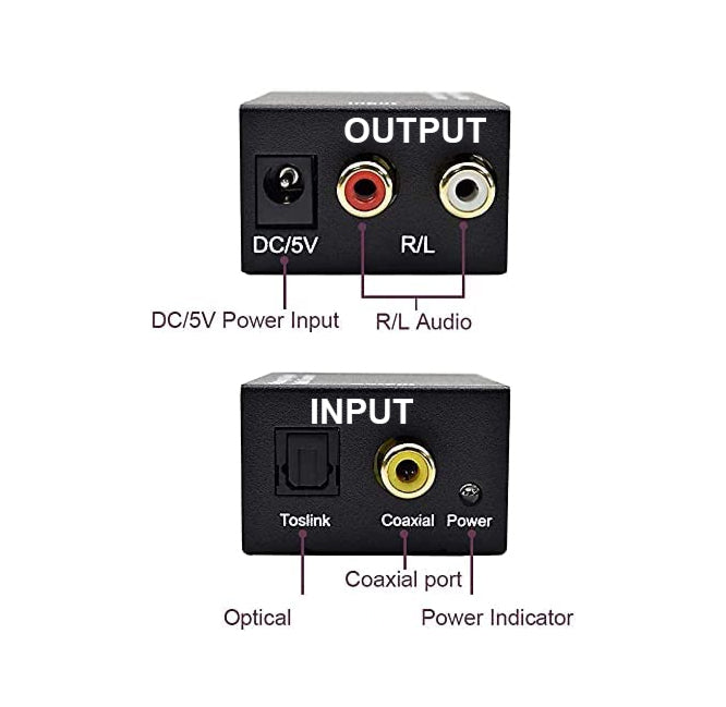 Digital Audio Coax SPDIF Phono RCA to Optical TOS Converter