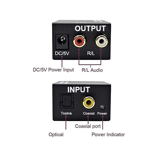 RCA to Optical Digital Audio converter. Toslink Digital Audio to Analo –  SureLookIT.com