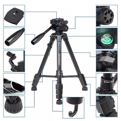 Camera Phone Tripod Portable Foldable, Fully Flexible Mount Tripod, Stand with 3D Head & Quick Release Plate 1.5 M