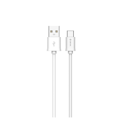 Devia 2M USB A to USB C USB fast charging data cable for phone, iPad, Android White