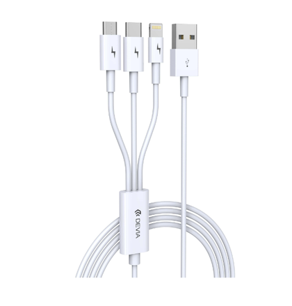 Devia 3 in 1 Fast charging data cable iPhone Android Type C Micro USB Charging lead 1.2m