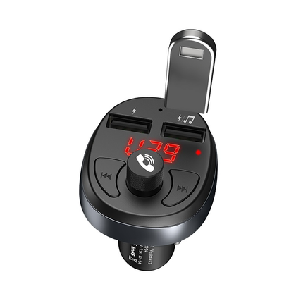 Hoco E41 bluetooth FM transmitter handsfree calling with dual car charger TF card flash drive support MP3 / WMA / WAV / FLAC in-car dual USB charging