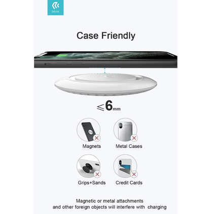Devia 15W Wireless Ultra Thin Charging Pad Black for iPhone Android devices capable of wireless charging