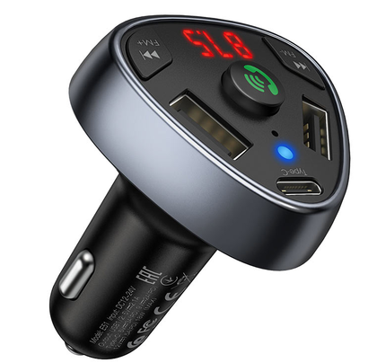 Hoco E51 Wireless Bluetooth FM Transmitter MP3 Player TF Car Kit Charger 2 x USB A / 1 x USB-C PD