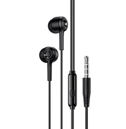 Hoco M82 Earphones headset AUX 3.5mm for iPhone and Android black with call answer buttons and microphone