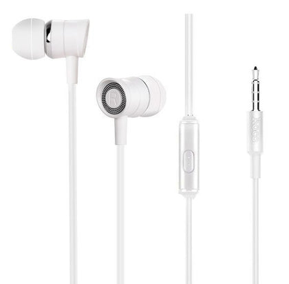 Hoco M37 Earphones headset AUX 3.5mm for iPhone and Android white with Mic and call answer button volume control
