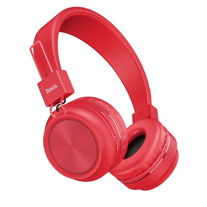 Hoco W25 Red Wireless headphones microphone AUX deep bass hi-res audio W25 12hr music 200hr standy memory card