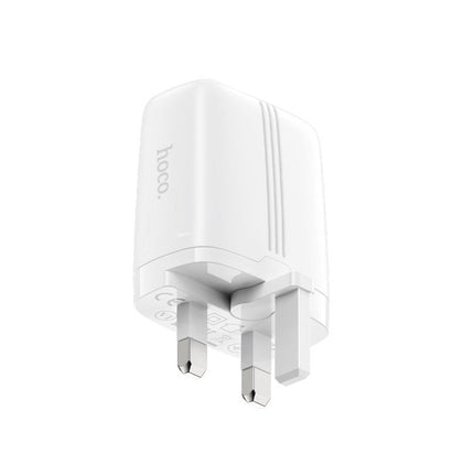 Hoco dual iPhone 12 / 13 / 14 plug Android 20W QC3.0 Folding Plug fast Charger USB-C USB-A PD fast Power Delivery Output 12v 3a 20W for iPhone Android