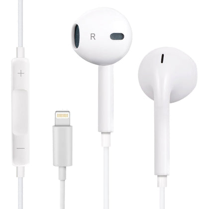 iPhone 5 to 14 wired headphone. In-ear with mic. iPhone 5 to 14 interface earphones for iPhone/iPad with iPhone 5 to 14 port