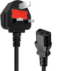 PC power cable Ireland UK Power Lead For computer / kettle / printer Black three pin 1.8m mains