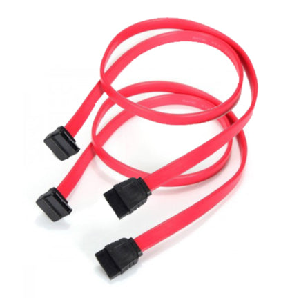 Pack of 2 Red SATA Data Cable Straight to Right Angle for Hard Drive 45cm