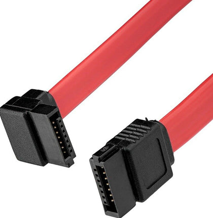 Pack of 2 Red SATA Data Cable Straight to Right Angle for Hard Drive 45cm